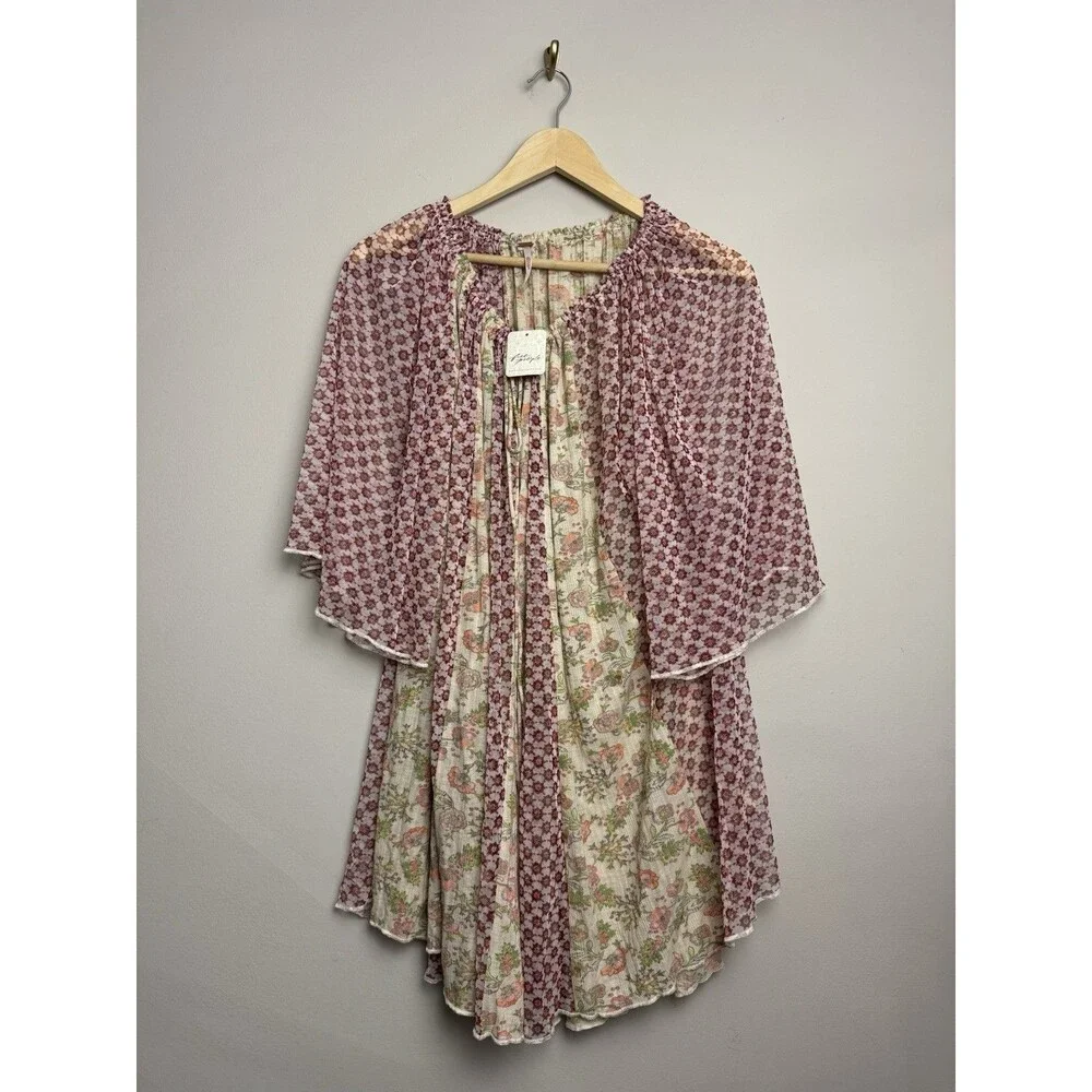 Free People Because I Love You Tunic Top Womens Size Small Sheer Oversized Boho - Picture 2 of 6